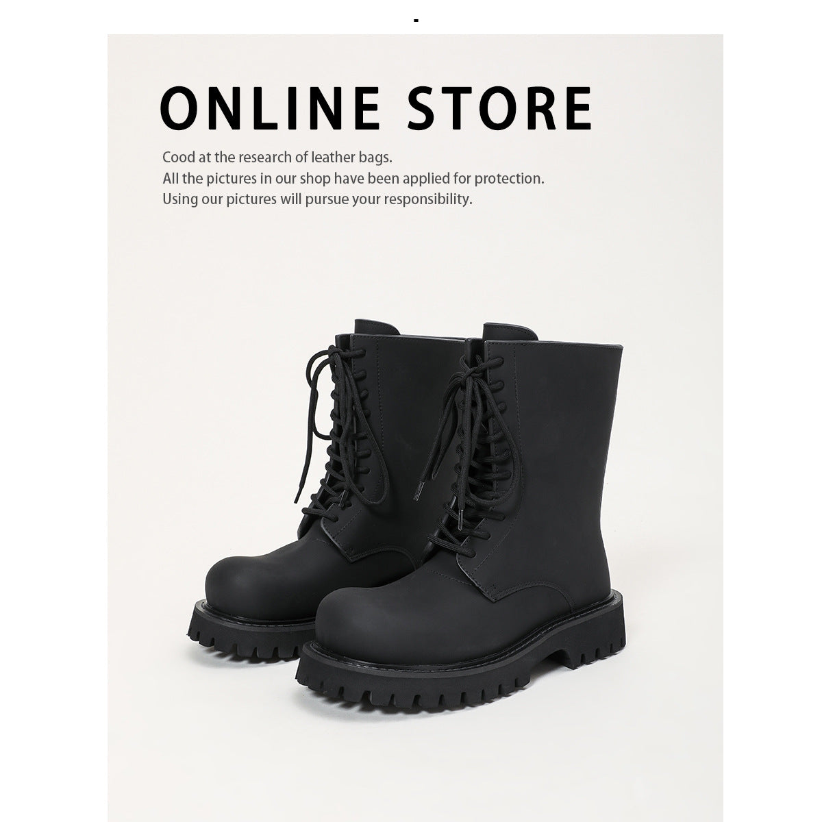 Men's Genuine Platform Strap Martin British Style Boots