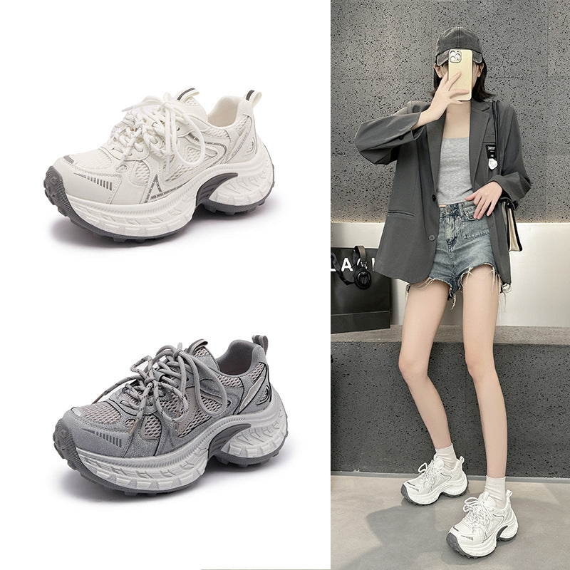 Women's Spring Heightened Daddy Small Mesh Running Men's Shoes