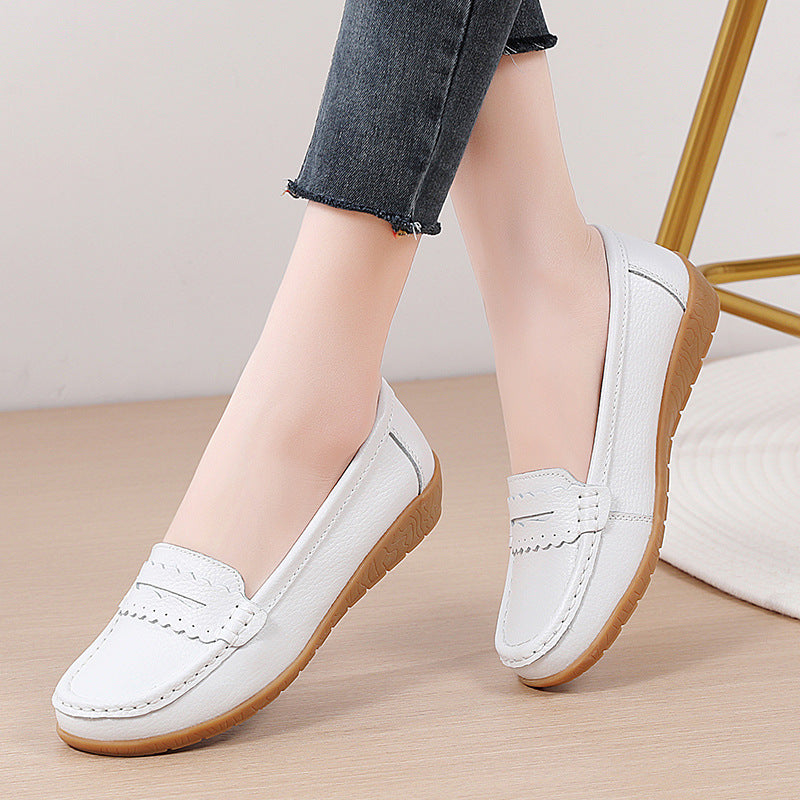 Women's Nurse Flat-heeled Beef Tendon Large Size Casual Shoes