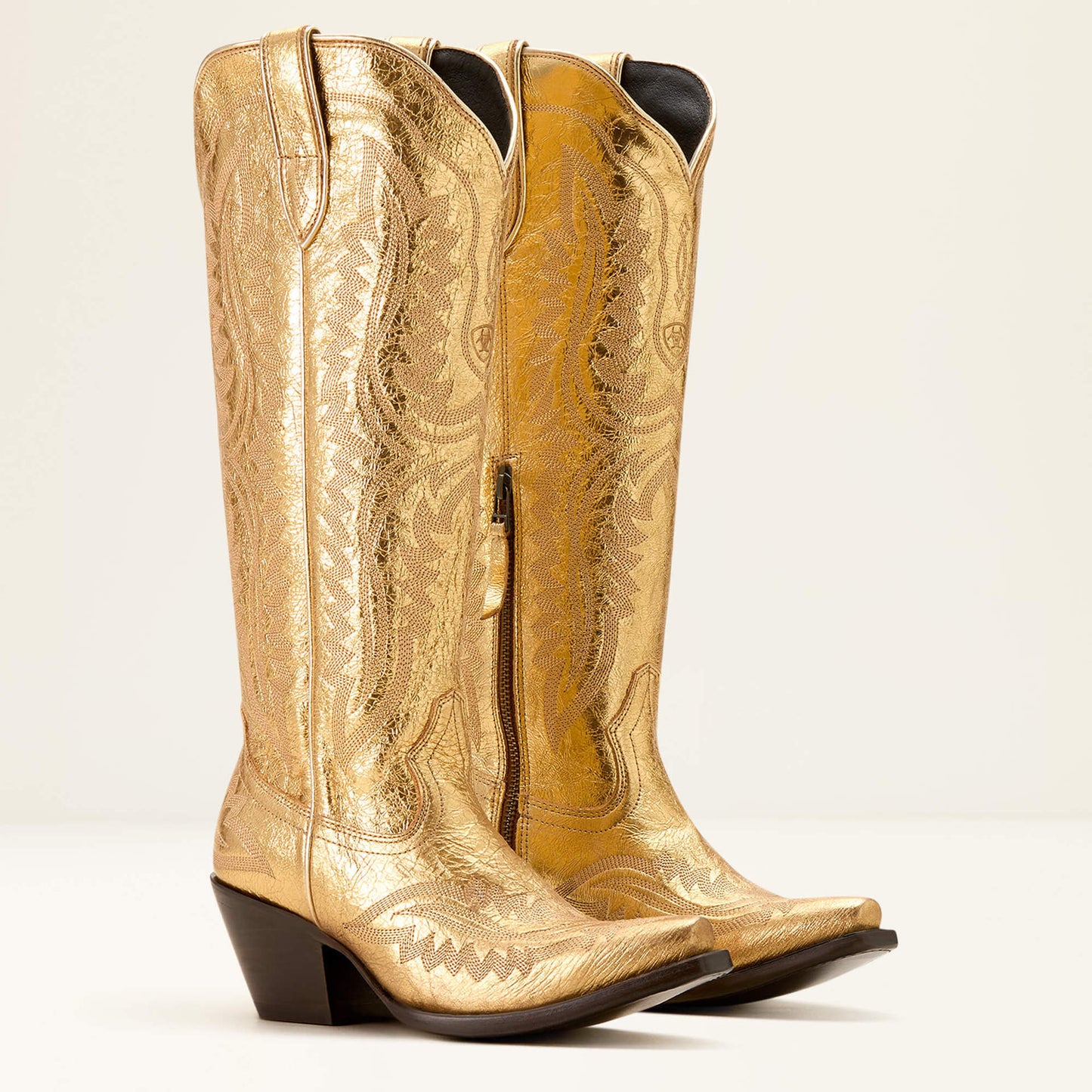 Toe Chunky High Tube Large Size Western Women's Leather Boots