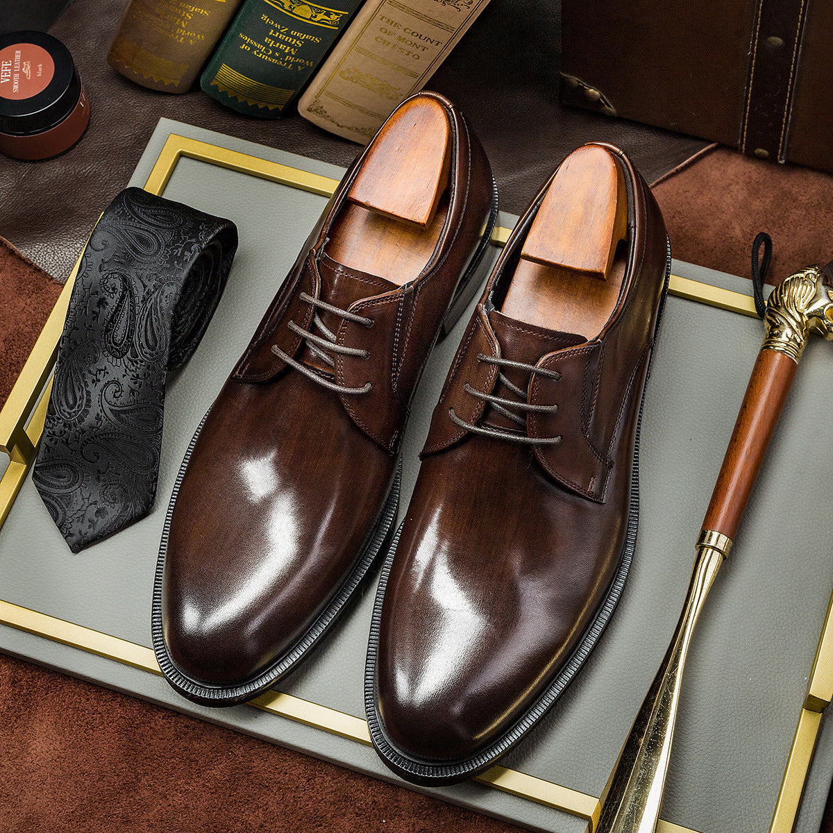 Men's Pointed Toe Formal Wear British Style Leather Shoes