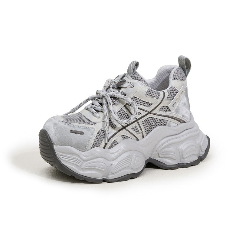 Women's Dad Spring Breathable Mesh Small Height Increasing Women's Sports Shoes
