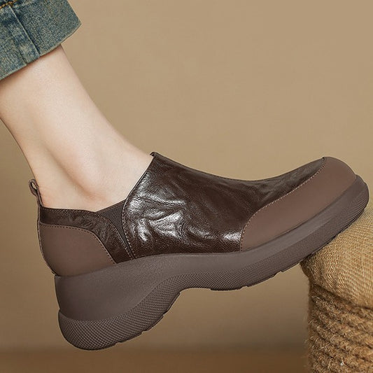 Women's Pumps Platform Muffin Not Tired Feet Leather Shoes