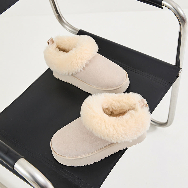 Insole Platform Female Winter Slip-on Fur Integrated Women's Snow Boots