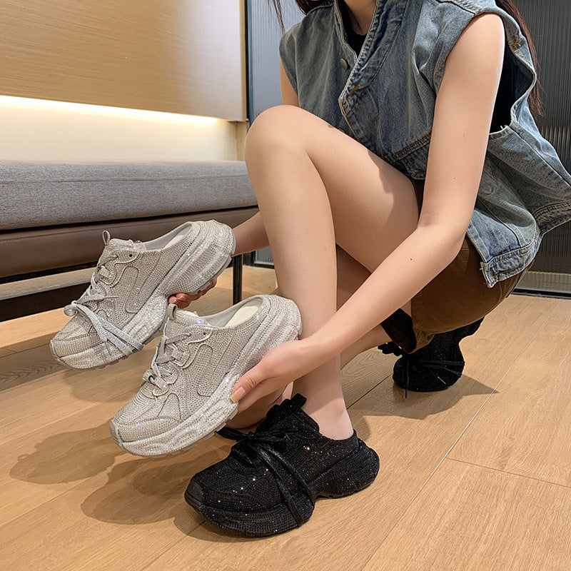 Women's Summer Full Diamond Paris Th Generation Thick-soles Slippers