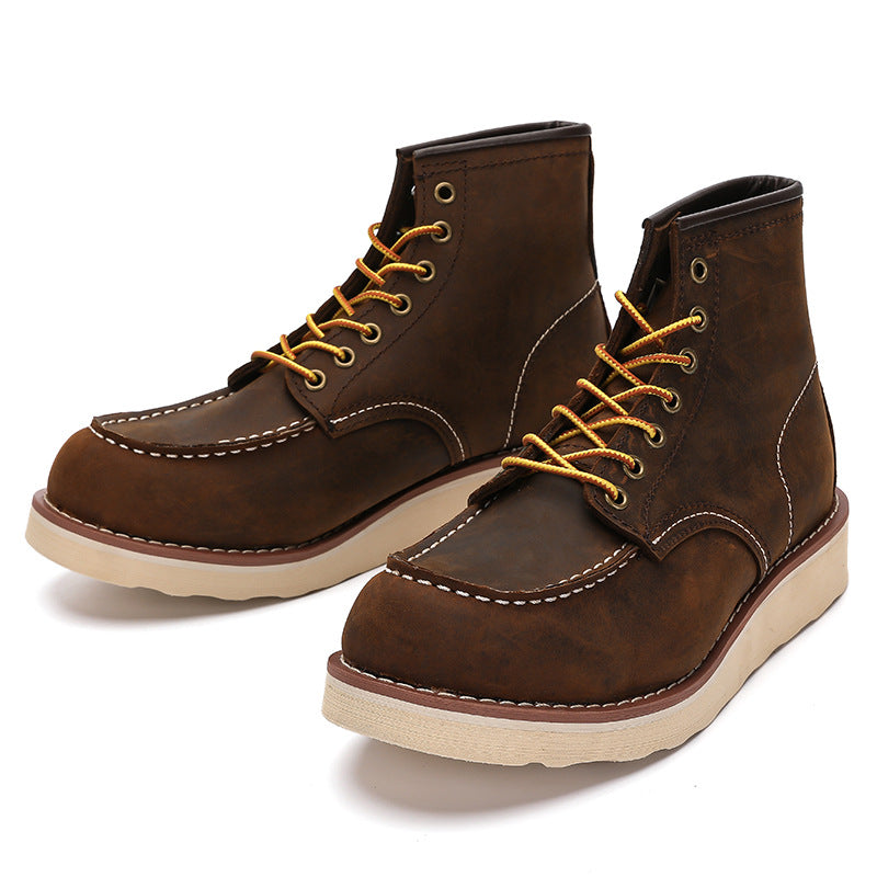 Men's Retro Short American Martin Round Toe Boots