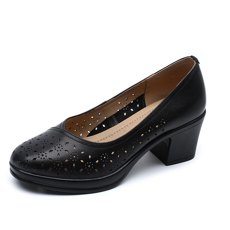 Women's Breathable Genuine Soft Bottom Thick Black Comfortable Mid Women's Casual Shoes