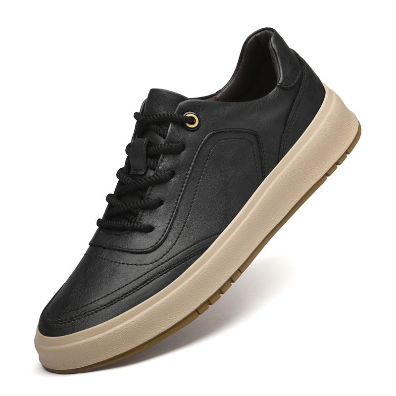 Men's Autumn Cowhide Surface Comfortable Green Retro Easy Matching Men's Board Shoes