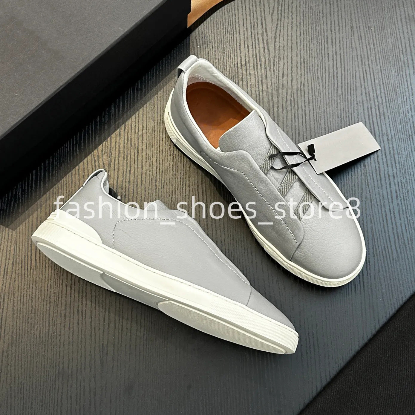 Men's Slip-on Cross Elastic Band Flat Lightweight Comfortable Men's Board Shoes