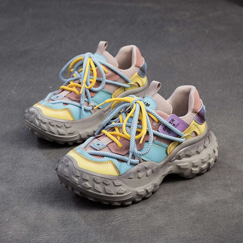 Women's Increased Durian Dad Candy Color Mesh Surface Women's Casual Shoes