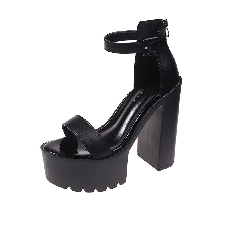 Women's Fashionable Chunky Buckle Open Toe Fashion Heels