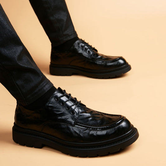 Men's British Lace Up Korean Style Fashionable Breathable Men's Business Leather Shoes