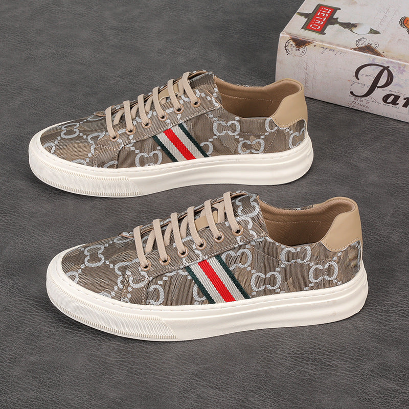 Men's Style Breathable Plaid No Lace Low Men's Canvas Shoes