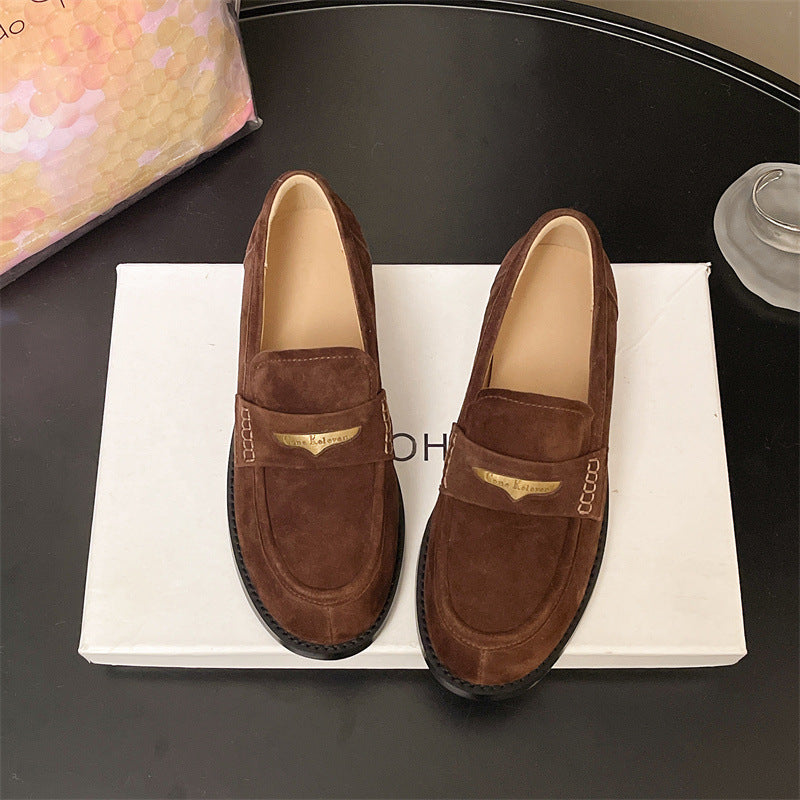 Women's Seagull Slip-on Sheepskin Black Genuine For Loafers