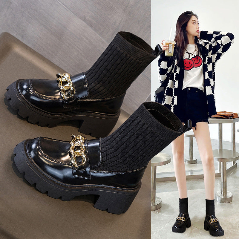 Women's Preppy Style Mary Jane Korean Chain British Women's Casual Shoes