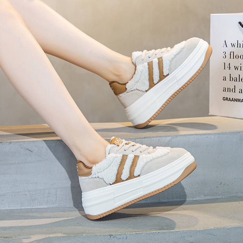 Women's Platform Winter Fleece-lined Sports Korean Warm Women's Cotton Shoes