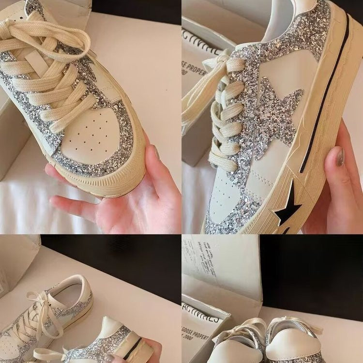 Women's White Retro Distressed Dirty Korean Style Sneakers
