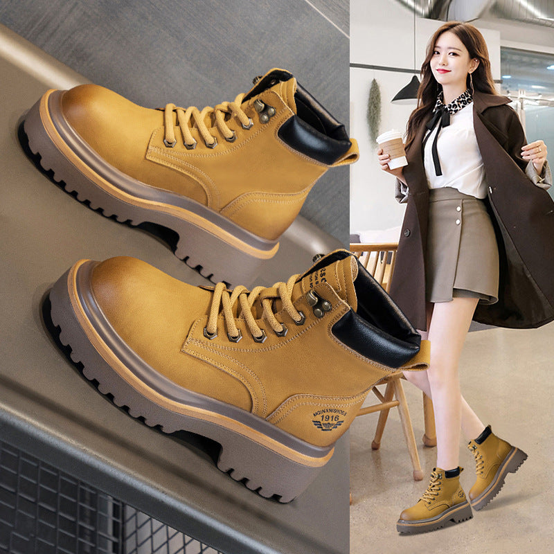 Women's Martin For Retro British Style Ankle Locomotive Worker Boots