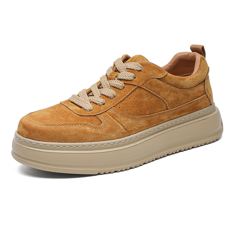 Men's Fashionable Round Toe Small British Commuter Suede Pumps For Casual Shoes
