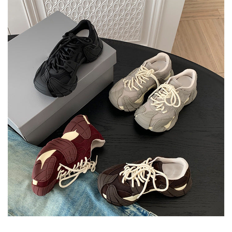 Women's High-rise Hot Octopus Dad Stitching Thick-soled Sneakers