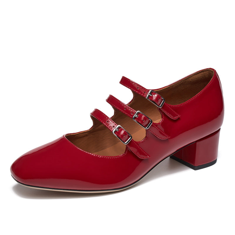 Women's & Men's Hull Buckle Mary Jane Chunky Low-cut Men's Shoes