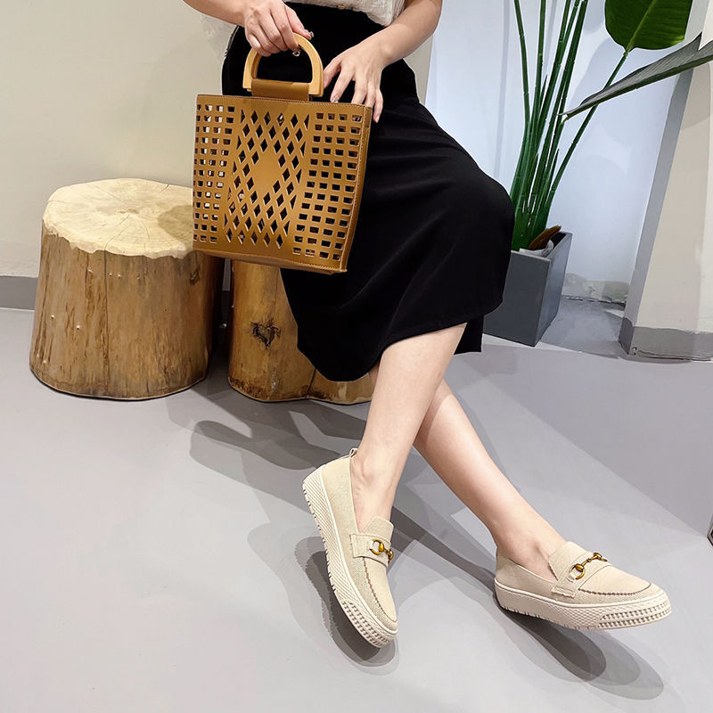 Women's Round Toe Pumps Flat Bottom Slip-on Casual Shoes