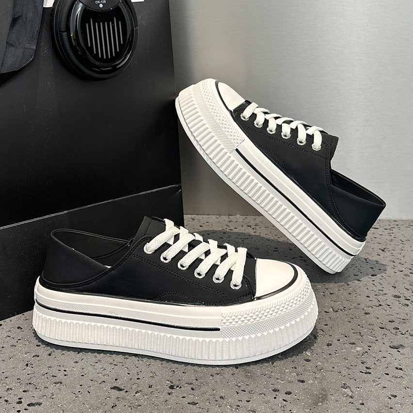Women's Genuine Two-way White Spring Korean Style Versatile Platform Soft Women's Sports Shoes