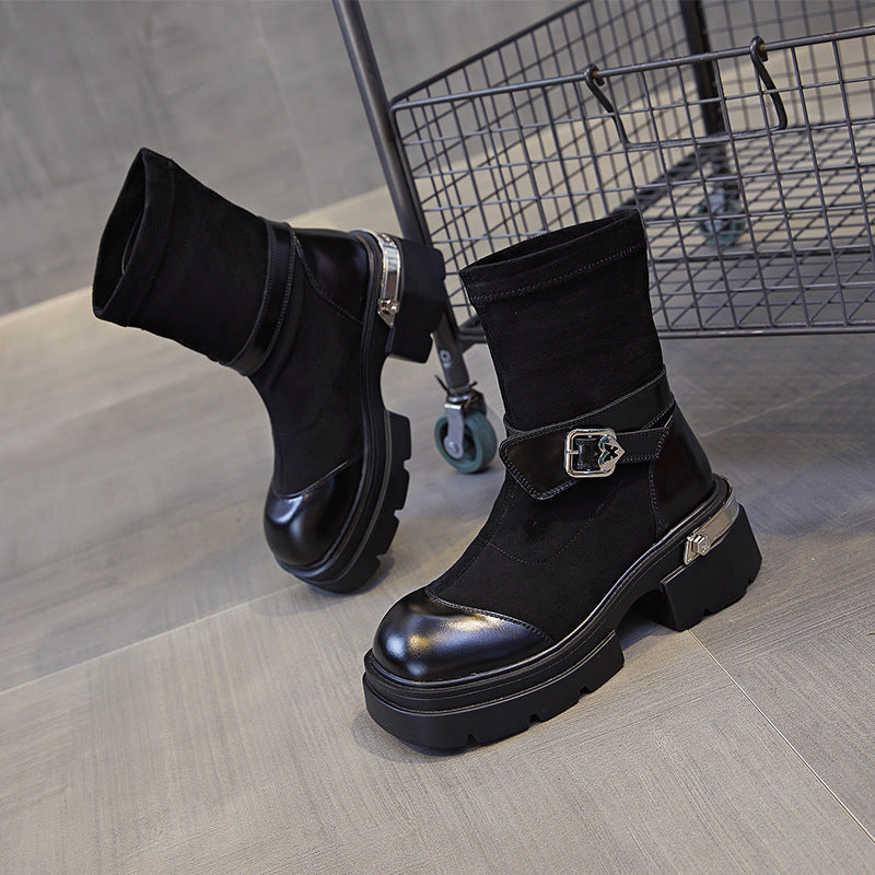 Women's British Style Martin For Show Feet Small Boots