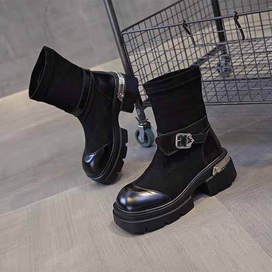 Women's British Style Martin For Show Feet Small Boots