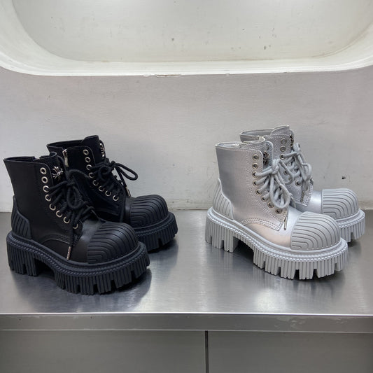 Women's Future Motorcycle Cruciate Flower Gear Platform Personality Women's Leather Boots