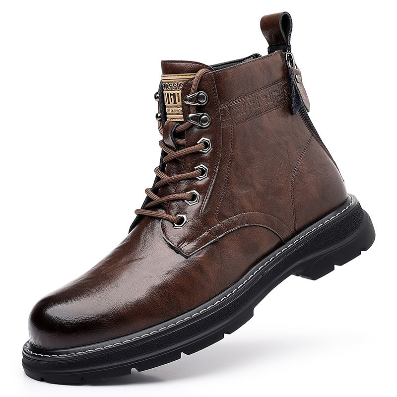 Men's Martin British Style Cowhide Worker Platform Boots