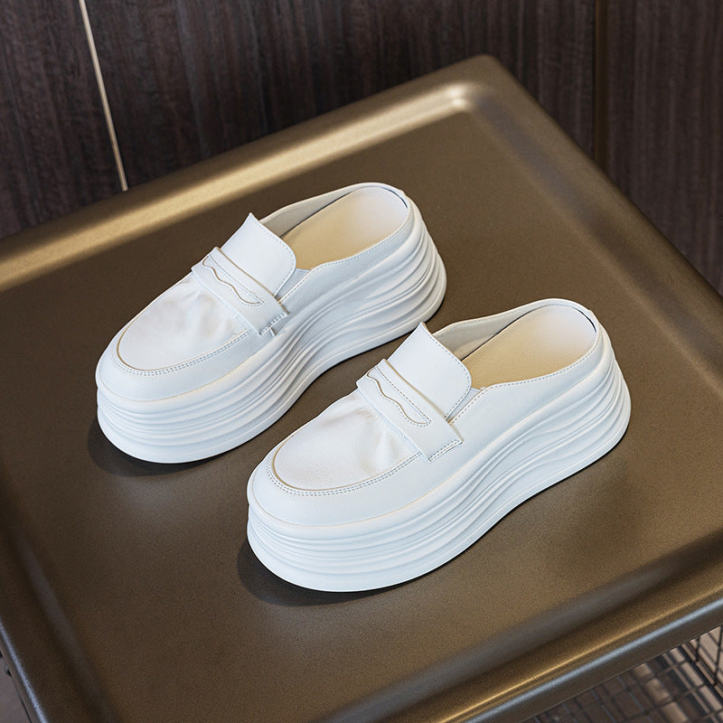 Women's Summer Soft Platform Slip-on Breathable White Slippers