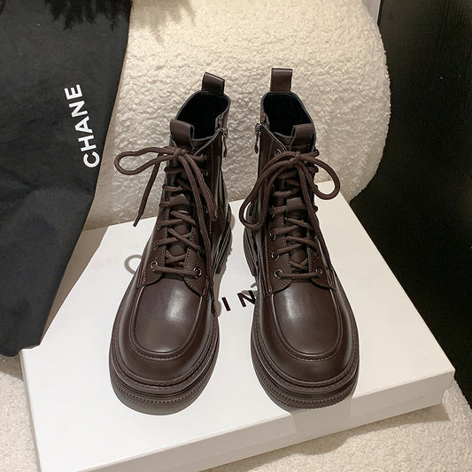 Women's Retro Short British Style Thick Bottom Boots