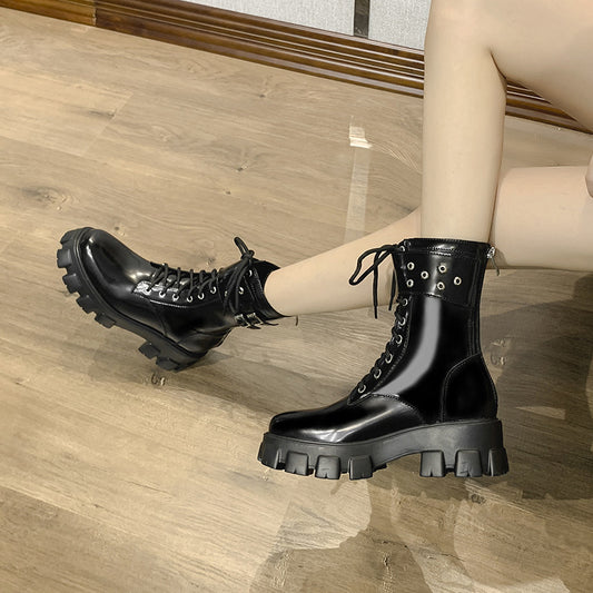 Women's Di Li Reba Martin Short Motorcycle White Boots