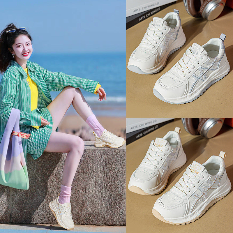 Women's Large Size Thick Bottom Light White Comfortable Sports Men's Shoes