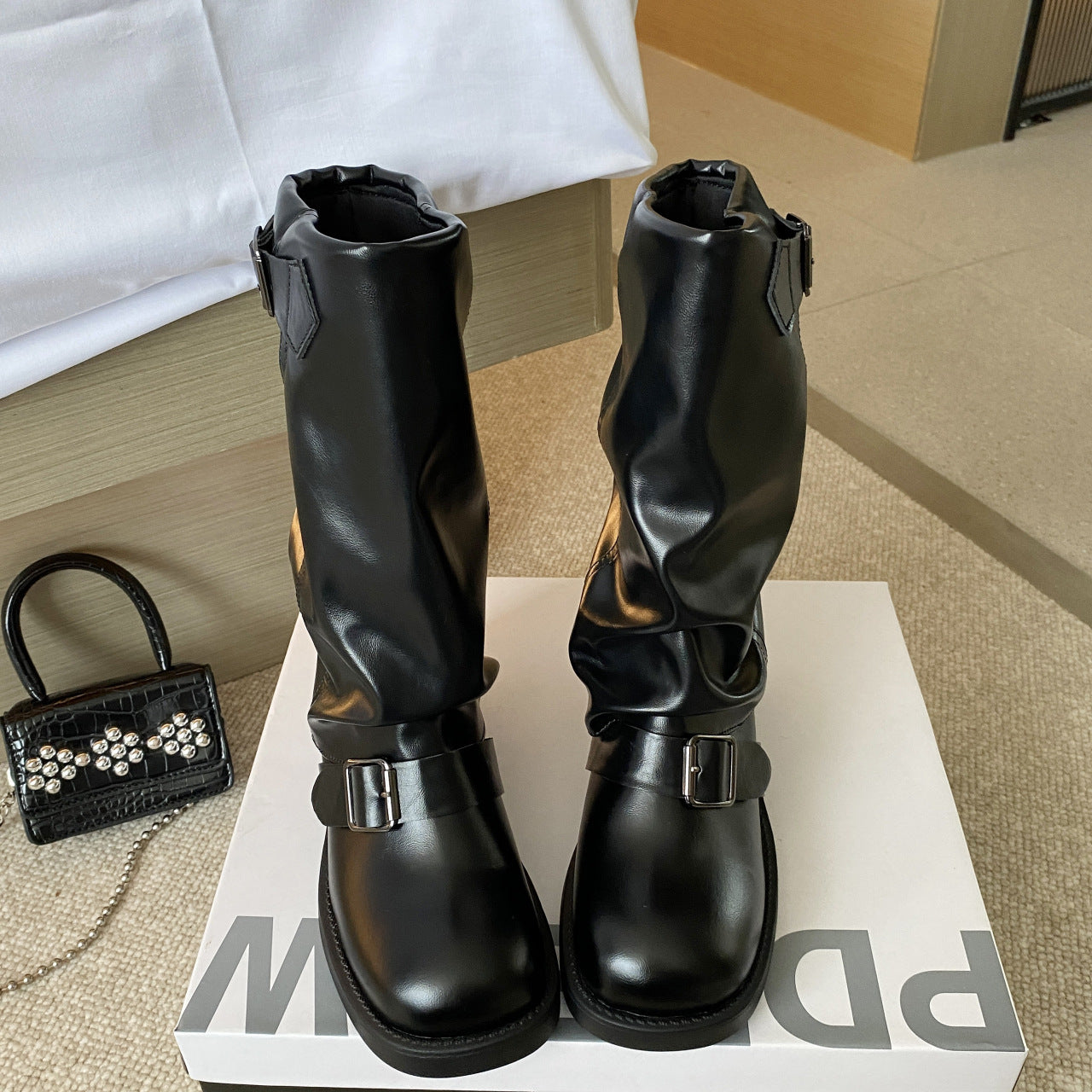 Style Female Retro Chunky Platform Middle Tube Boots