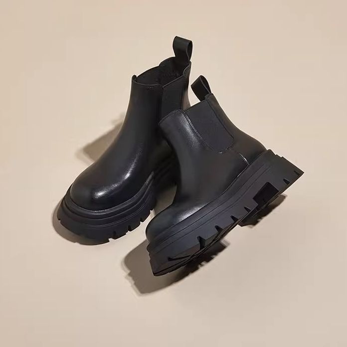 Women's Martin For Fleece-lined Skinny Short Chunky Boots