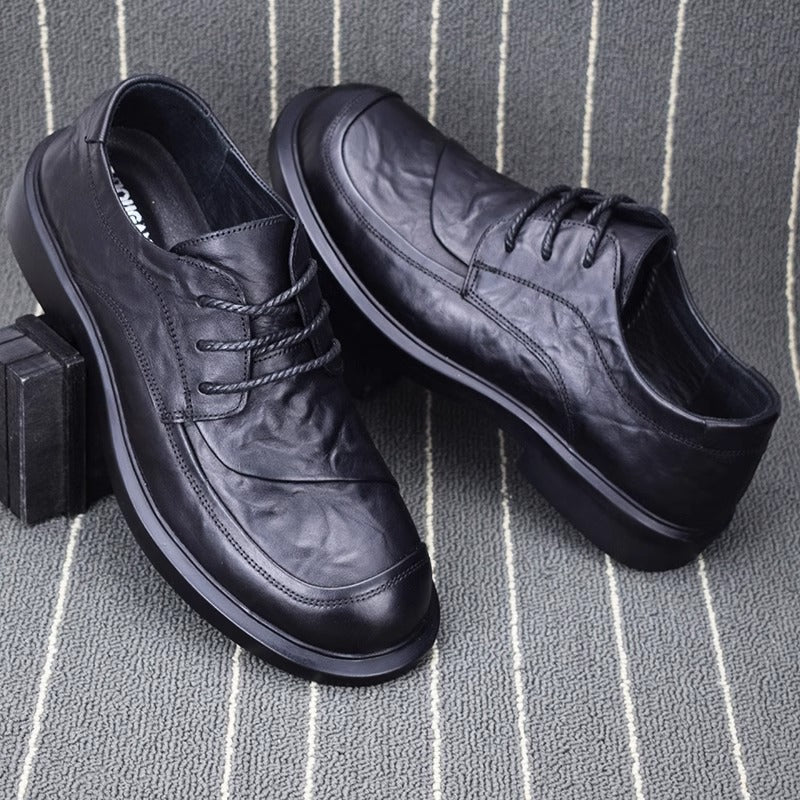 Men's Business Autumn Soft Bottom Surface Lace Up Round Leather Shoes