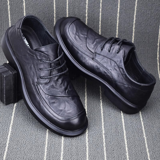 Men's Business Autumn Soft Bottom Surface Lace Up Round Leather Shoes