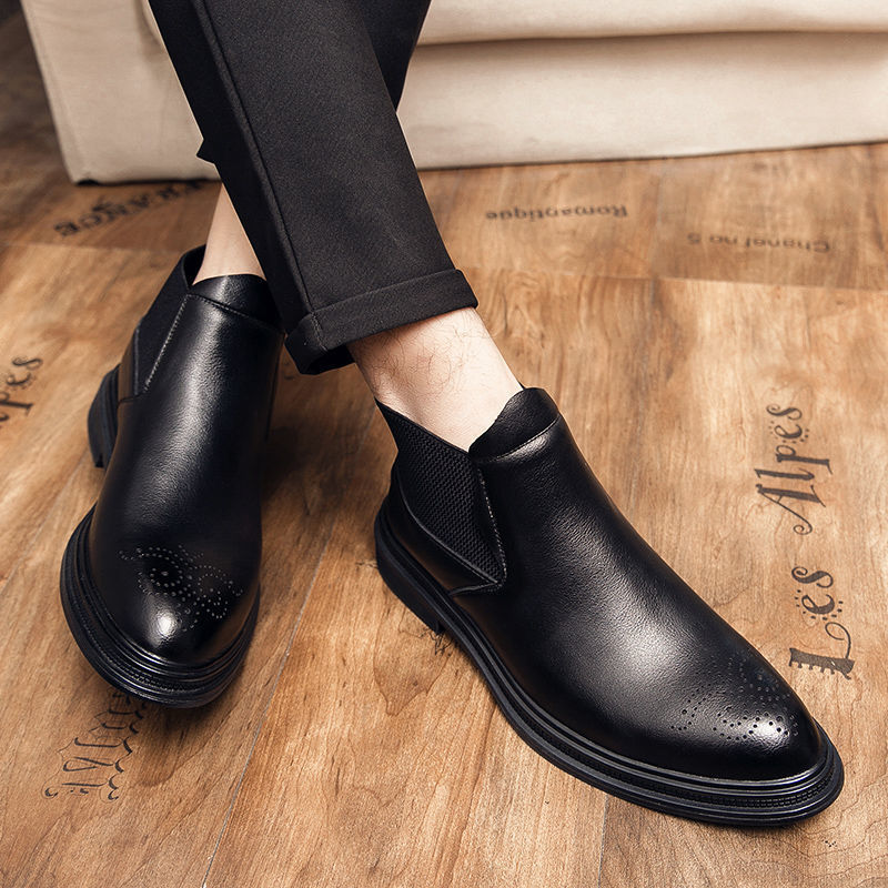 Men's Martin British Fashion Korean Style Hair Stylist Chelsea Winter Veet Men's Business Leather Shoes