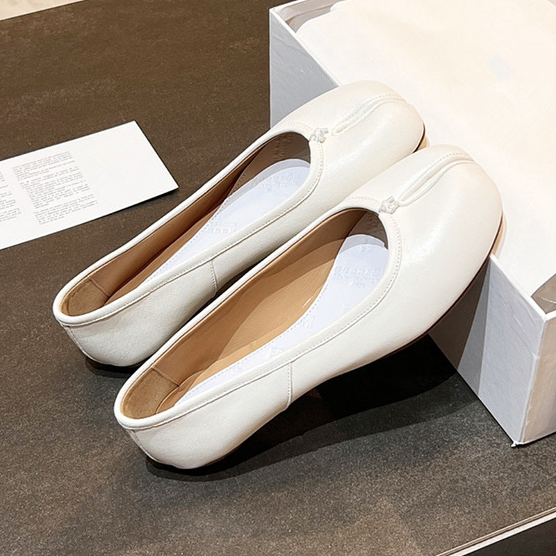 High Version Genuine Sheep Skin Split Toe Flat Ballet Loafers