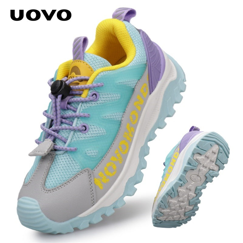 Children's Waterproof Breathable Soft Sole Convenient Elastic Buckle Children's Sports Shoes