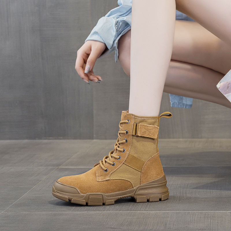 Women's Genuine Winter Versatile Short British Style Women's Leather Boots
