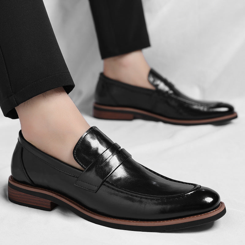 Men's British Style Slip-on Soft Bottom High Men's Business Leather Shoes