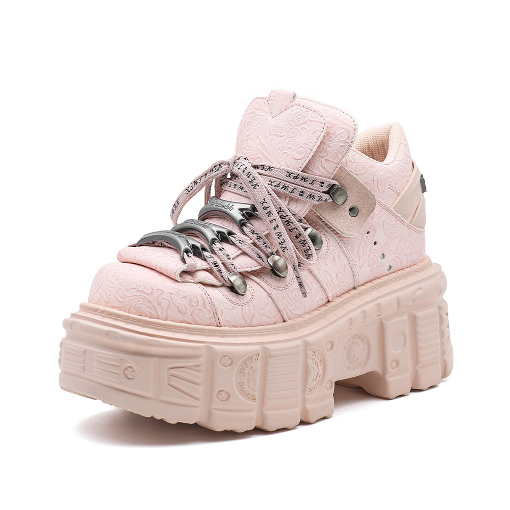 Women's Thick-soled Metal Platform Height Increasing Street Shooting Punk Tank Boots