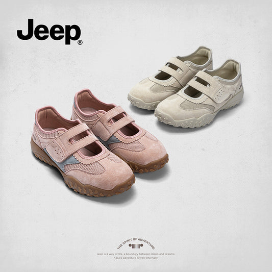 Women's Jeep Velcro Mary Jane Autumn Breathable Mesh Versatile Retro Women's Fashion Shoes