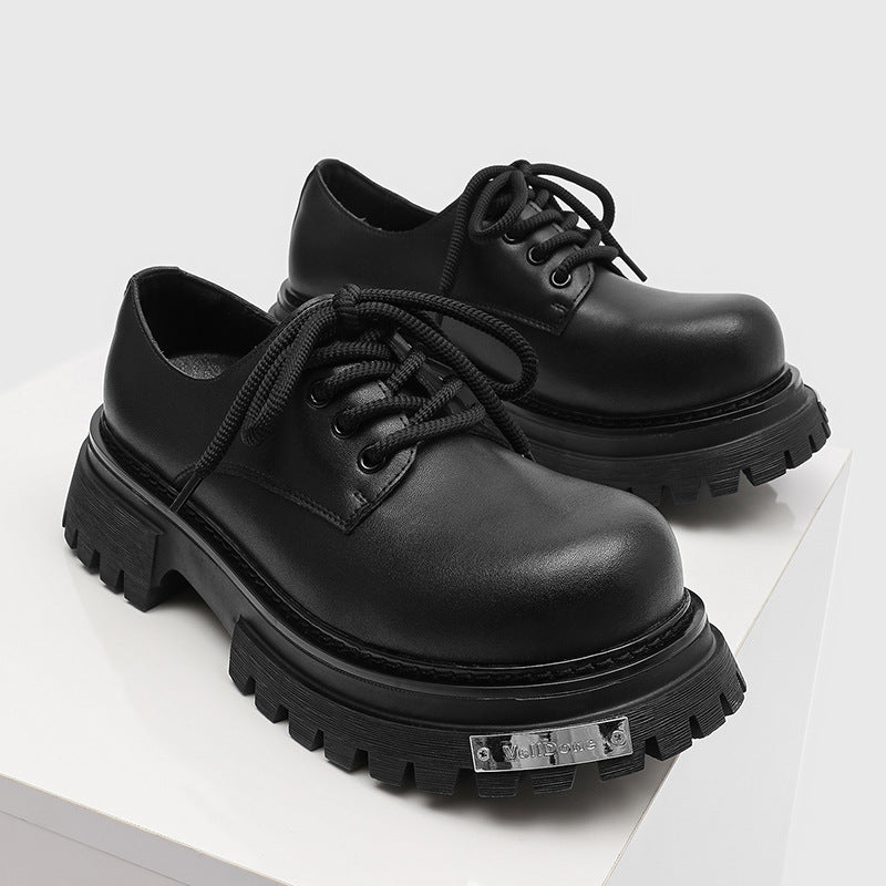Men's Height Increasing Polished Punk Big Head High-grade Leather Shoes