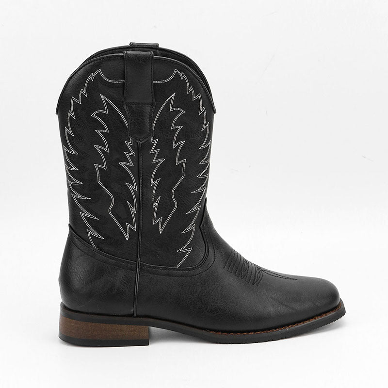 Men's Western Denim Square Toe Embroidery Machine Boots