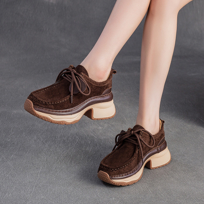 Women's Shu First Layer Cowhide Platform Comfortable Sports Versatile Fashion Women's Shoes
