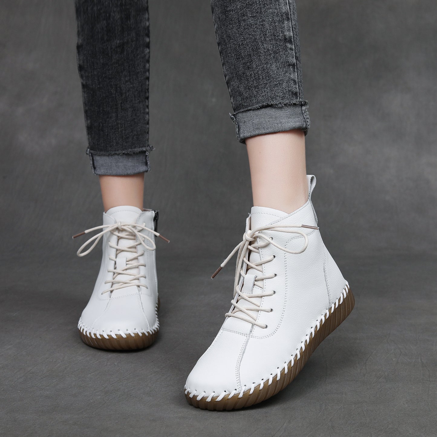 Ankle First Layer Cowhide Mother Beef Tendon Soft Bottom Women's Leather Boots